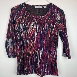 Sag Harbor Petite Small Multicolor Abstract Tunic Top
